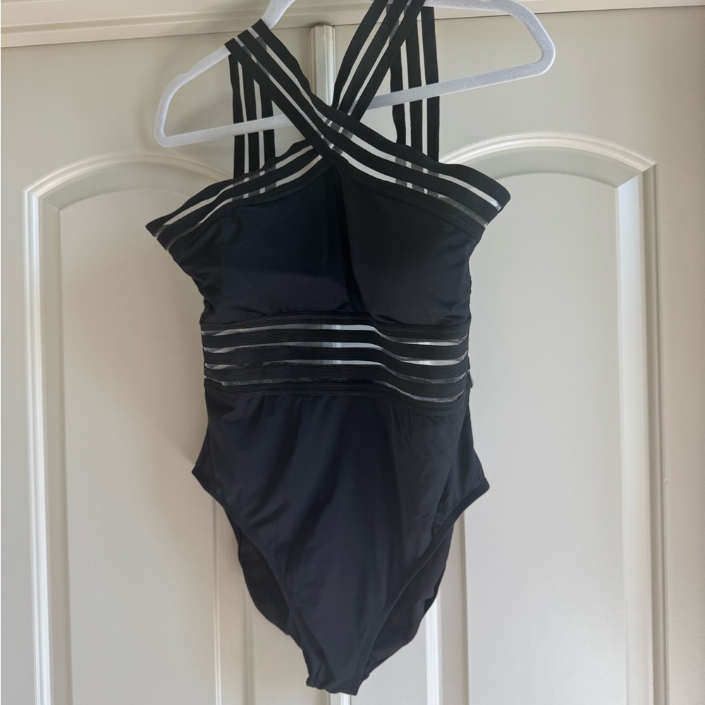 Mesh illusion one piece swimsuit